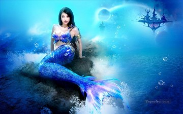 mermaid Painting - ocean life mermaid